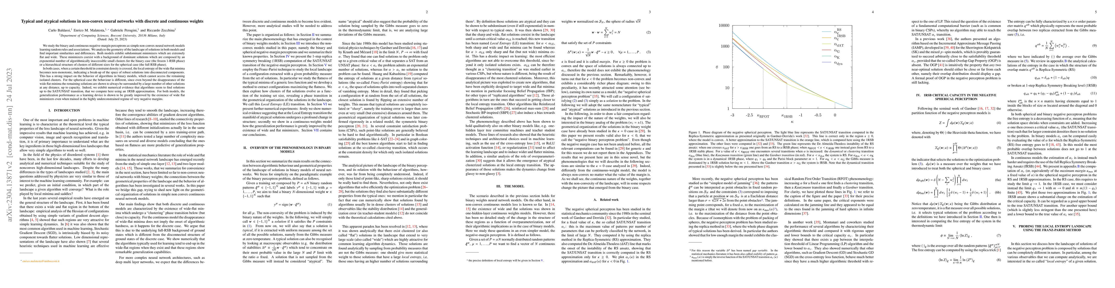 Thumbnail for Typical and atypical solutions in non-convex neural networks with
  discrete and continuous weights