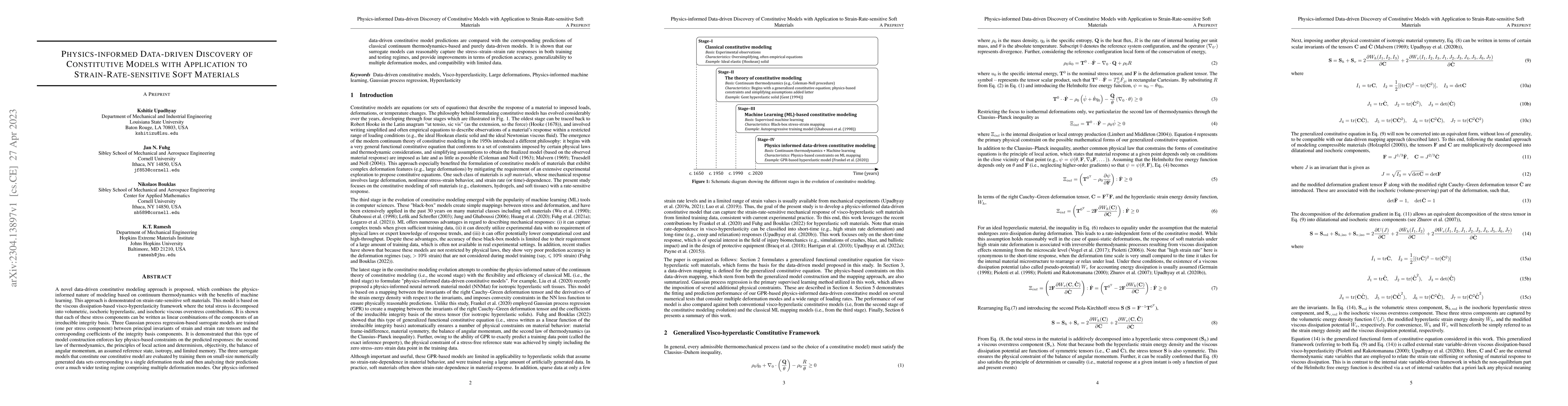 Thumbnail for Physics-informed Data-driven Discovery of Constitutive Models with
  Application to Strain-Rate-sensitive Soft Materials