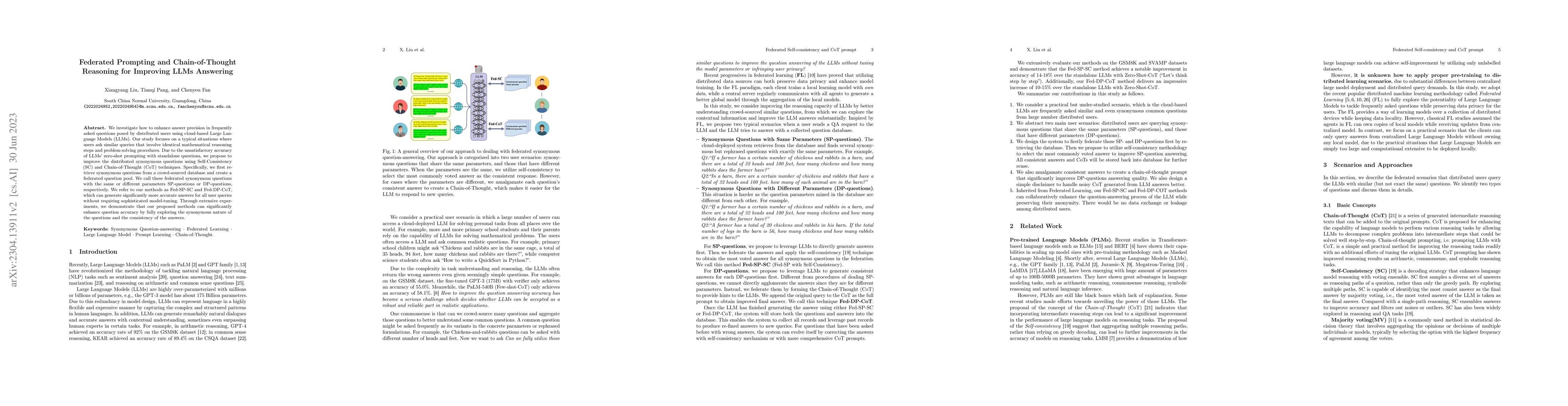 Thumbnail for Federated Prompting and Chain-of-Thought Reasoning for Improving LLMs
  Answering