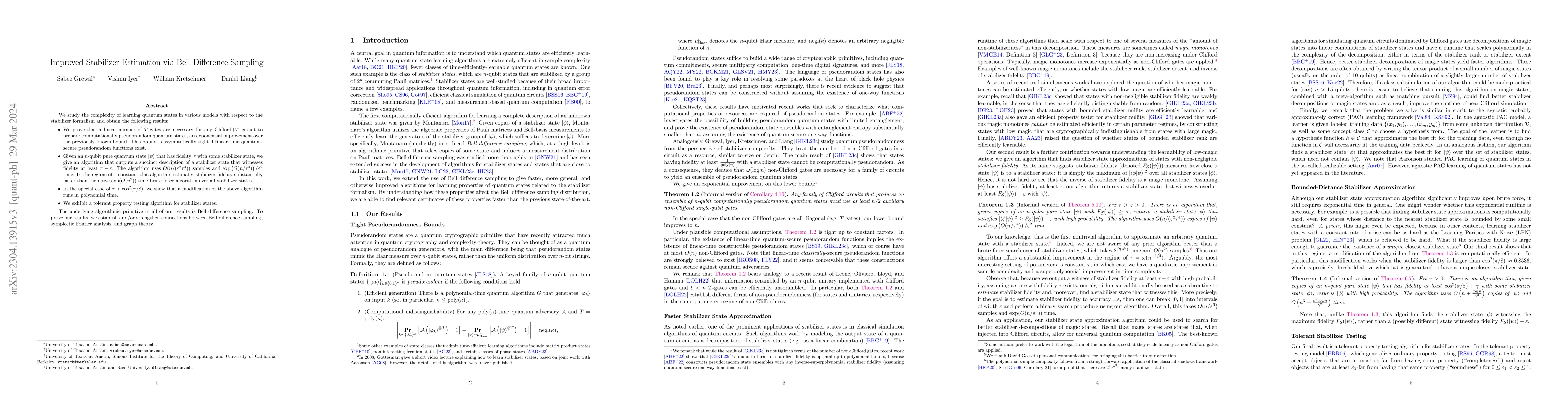 Thumbnail for Improved Stabilizer Estimation via Bell Difference Sampling