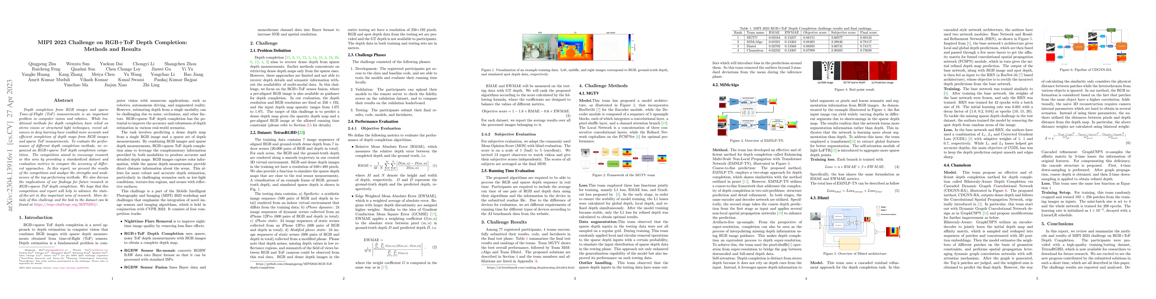 Thumbnail for MIPI 2023 Challenge on RGB+ToF Depth Completion: Methods and Results