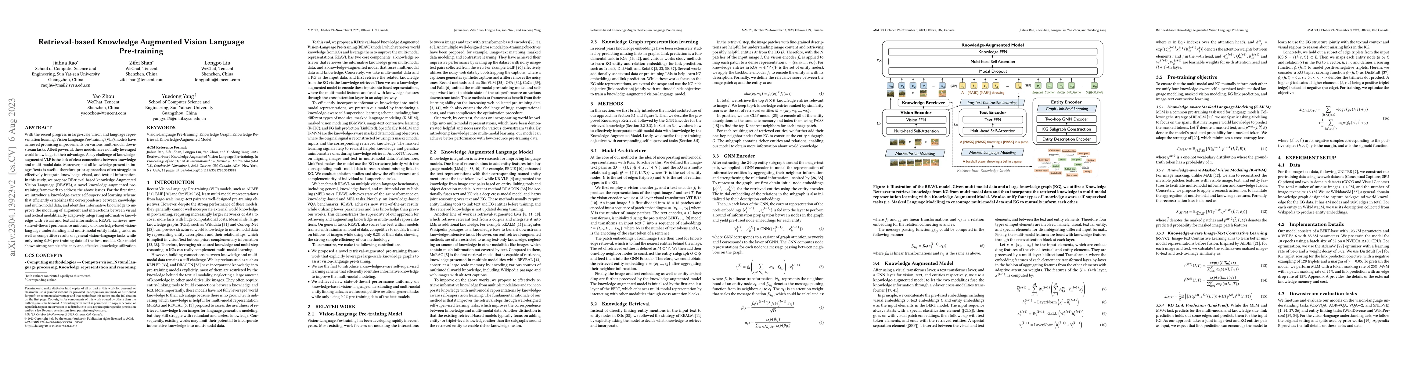 Thumbnail for Retrieval-based Knowledge Augmented Vision Language Pre-training