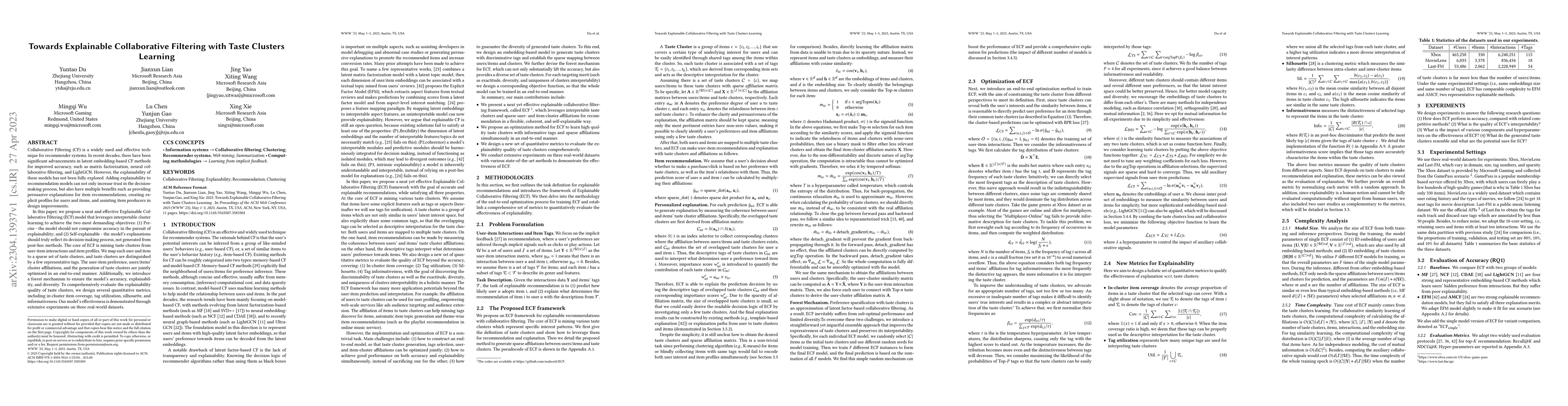 Thumbnail for Towards Explainable Collaborative Filtering with Taste Clusters Learning