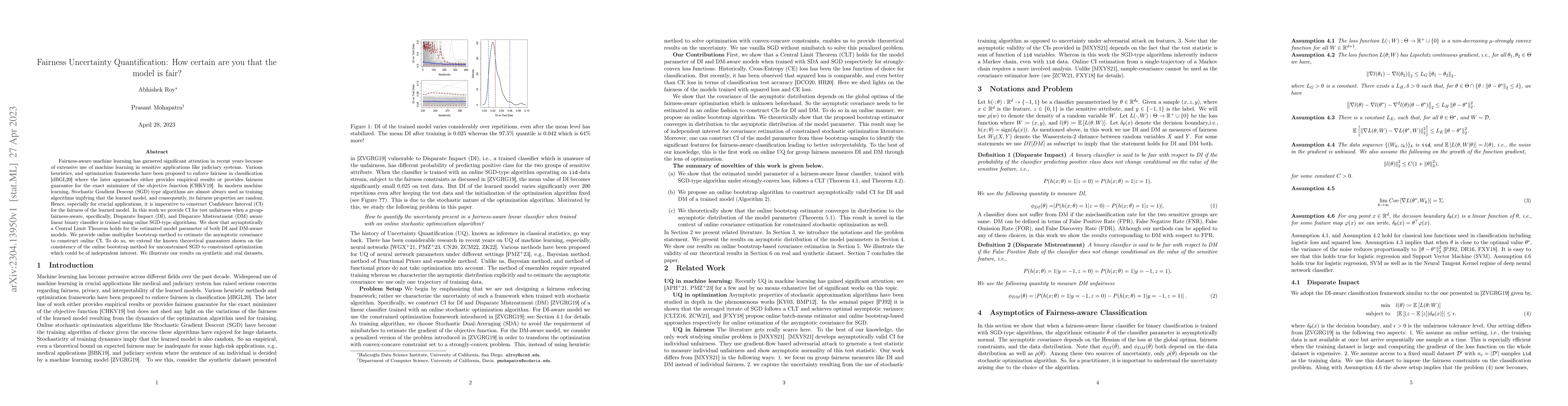 Thumbnail for Fairness Uncertainty Quantification: How certain are you that the model
  is fair?