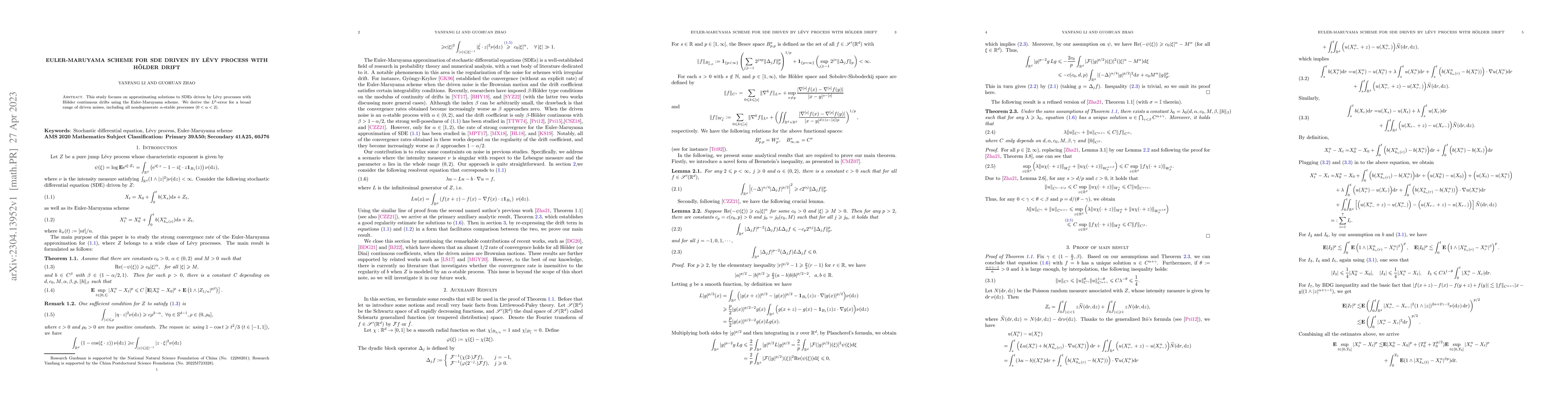 Thumbnail for Euler-Maruyama scheme for SDE driven by L\'evy process with H\"older
  drift