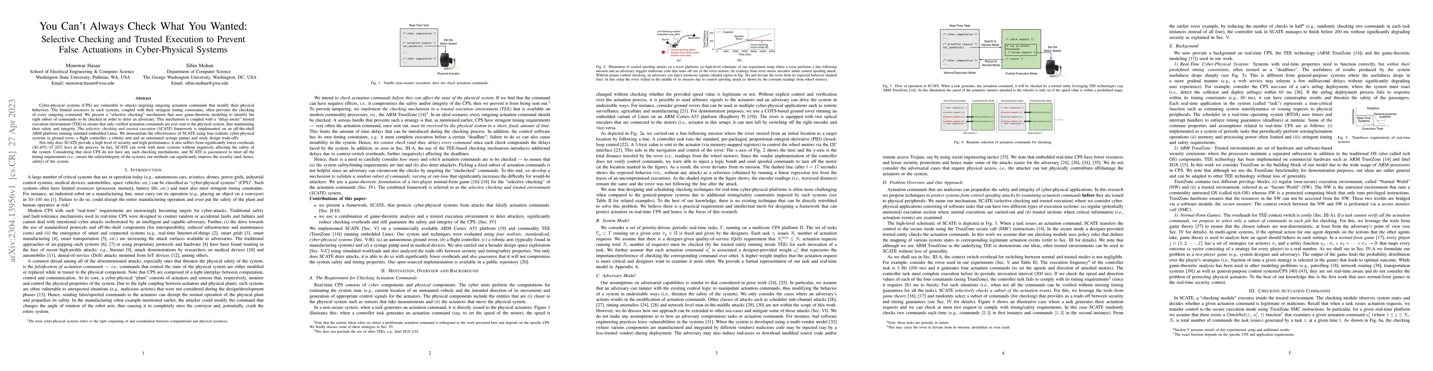 Thumbnail for You Can't Always Check What You Wanted: Selective Checking and Trusted
  Execution to Prevent False Actuations in Cyber-Physical Systems