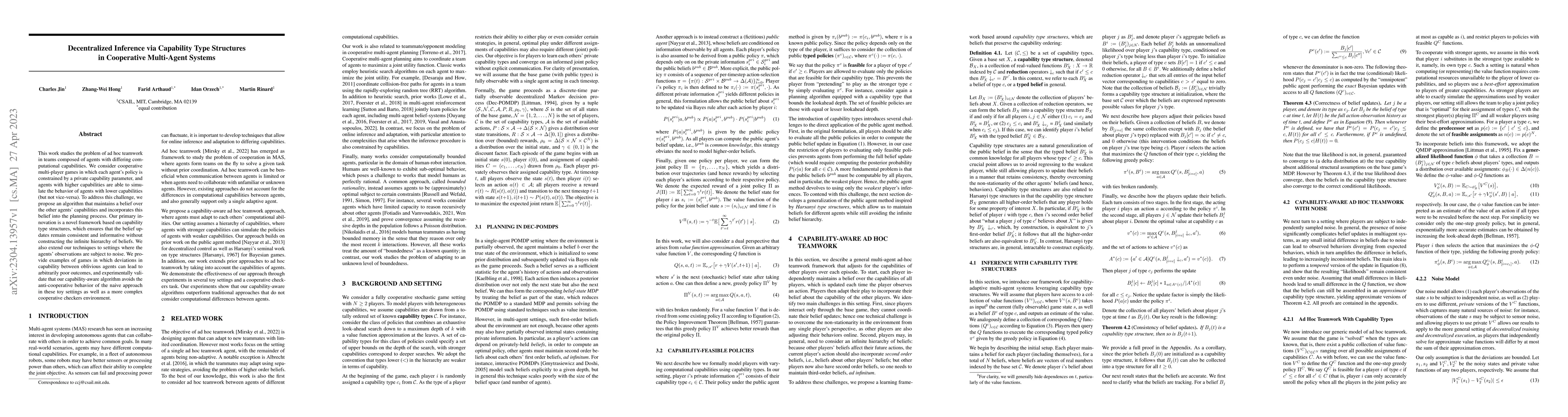 Thumbnail for Decentralized Inference via Capability Type Structures in Cooperative
  Multi-Agent Systems