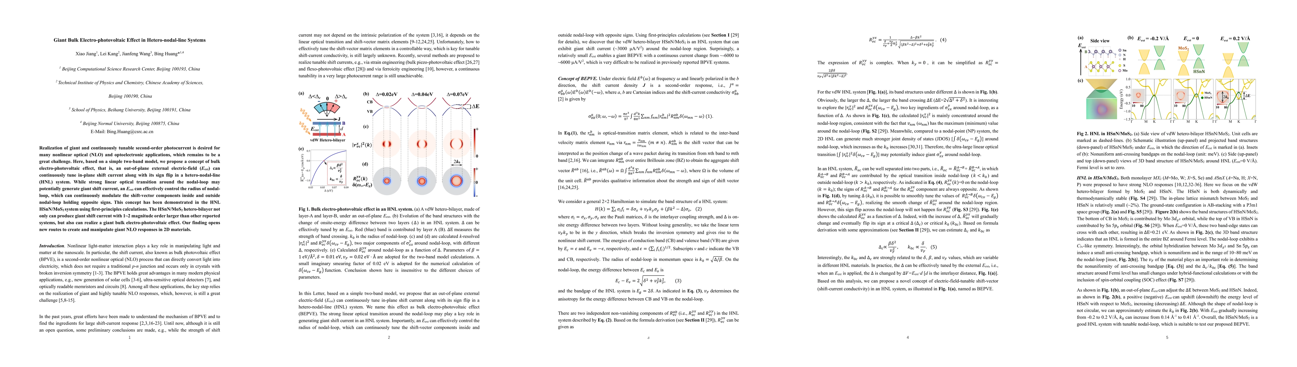 Thumbnail for Giant Bulk Electro-photovoltaic Effect in Hetero-nodal-line Systems