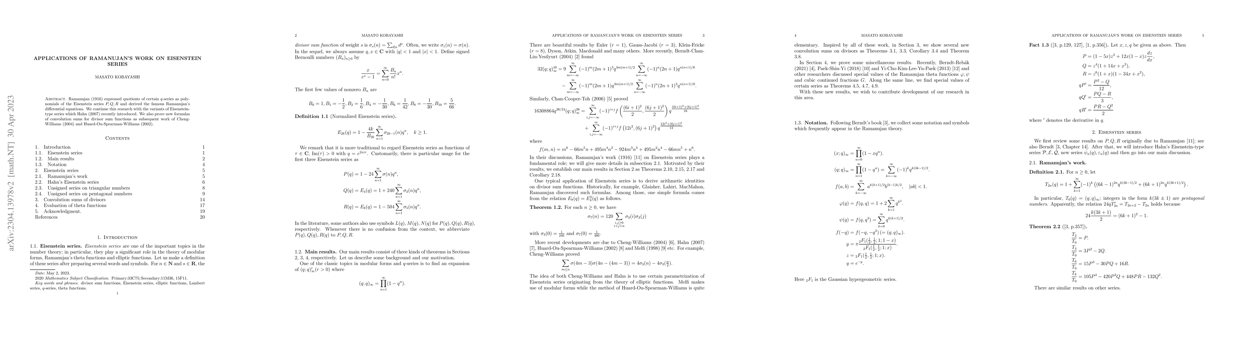Thumbnail for Applications of Ramanujan's work on Eisenstein series