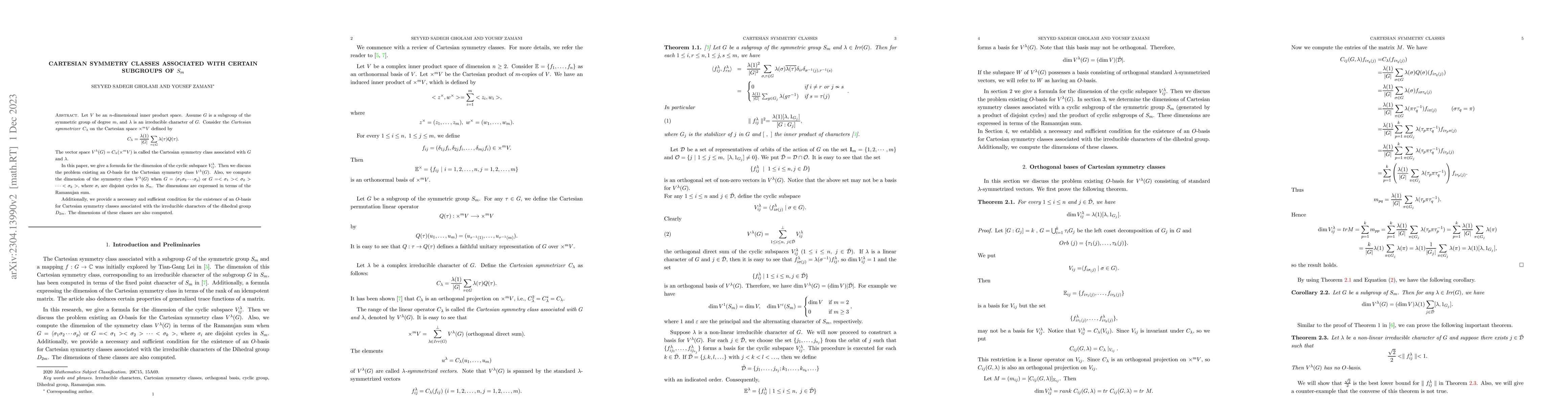 Thumbnail for Cartesian symmetry classes associated with certain subgroups of S_m