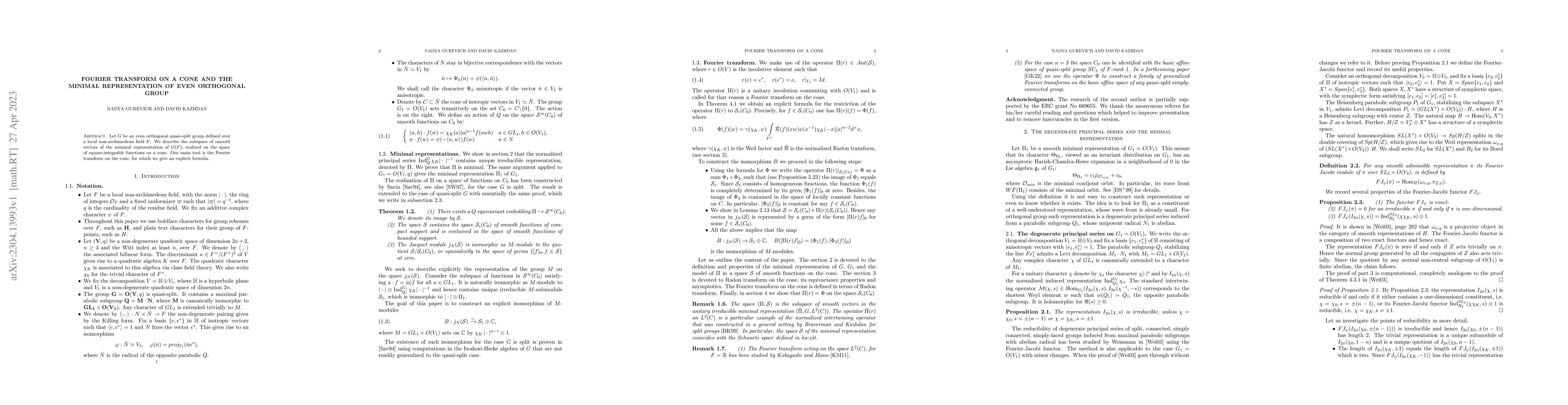 Thumbnail for Fourier transform on a cone and the minimal representation of even
  orthogonal group