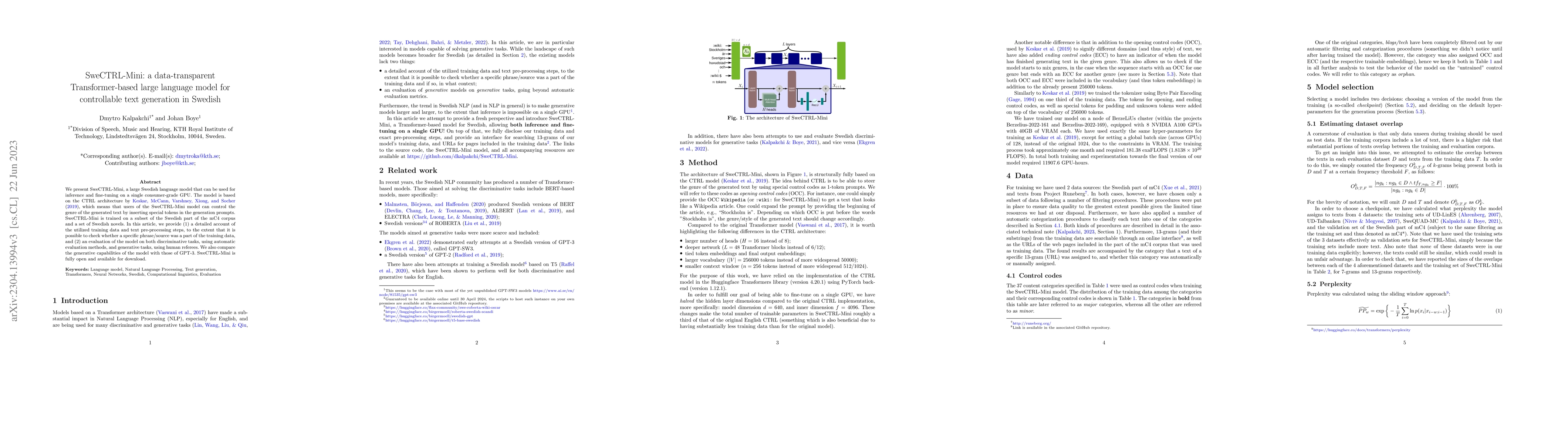 Thumbnail for SweCTRL-Mini: a data-transparent Transformer-based large language model
  for controllable text generation in Swedish