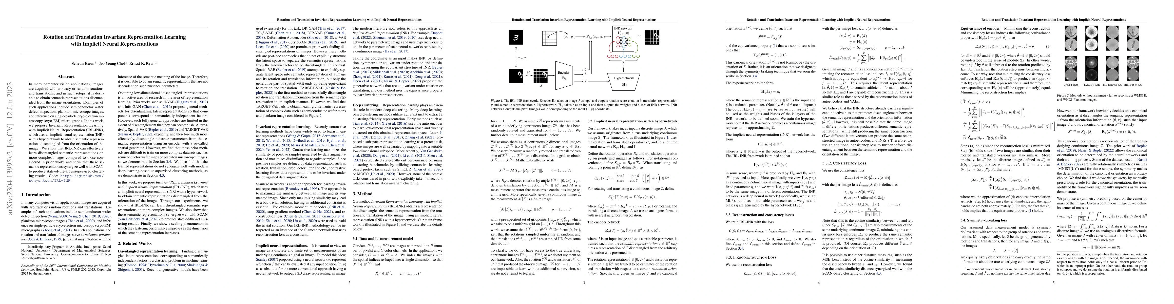 Thumbnail for Rotation and Translation Invariant Representation Learning with Implicit
  Neural Representations