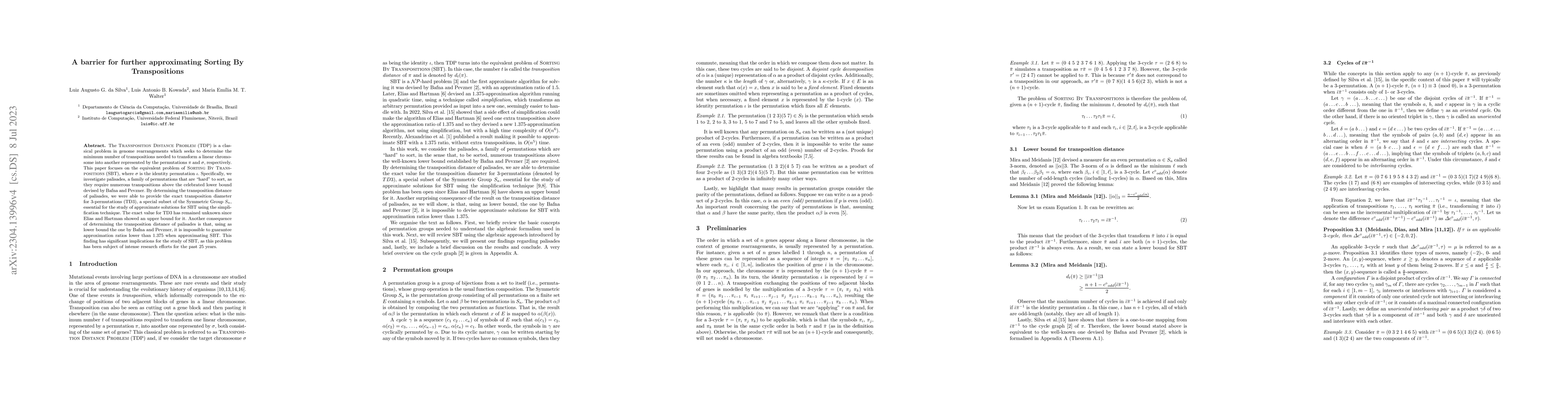 Thumbnail for A barrier for further approximating Sorting By Transpositions