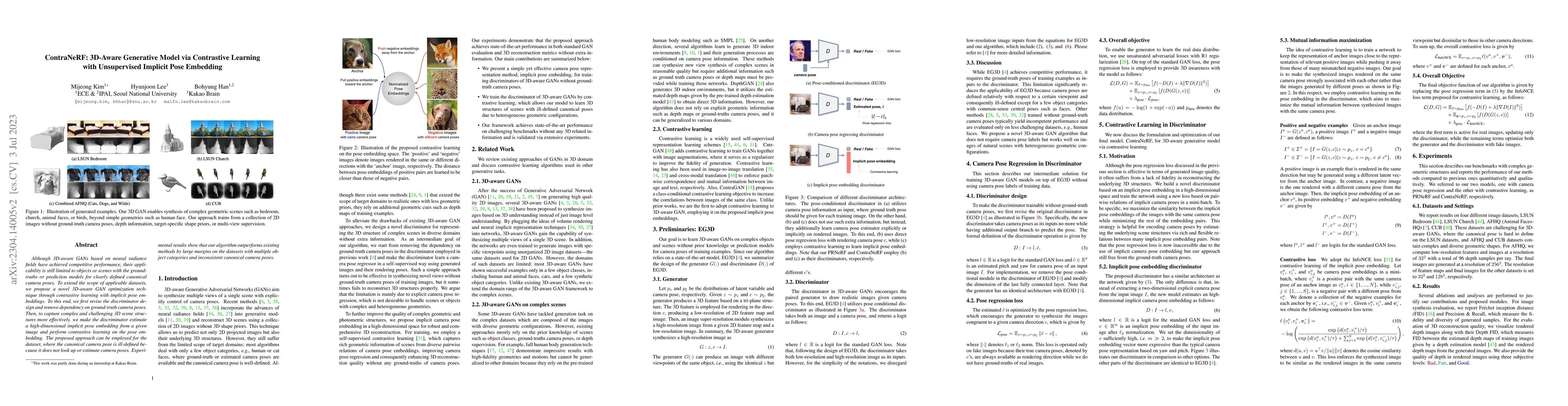 Thumbnail for ContraNeRF: 3D-Aware Generative Model via Contrastive Learning with
  Unsupervised Implicit Pose Embedding