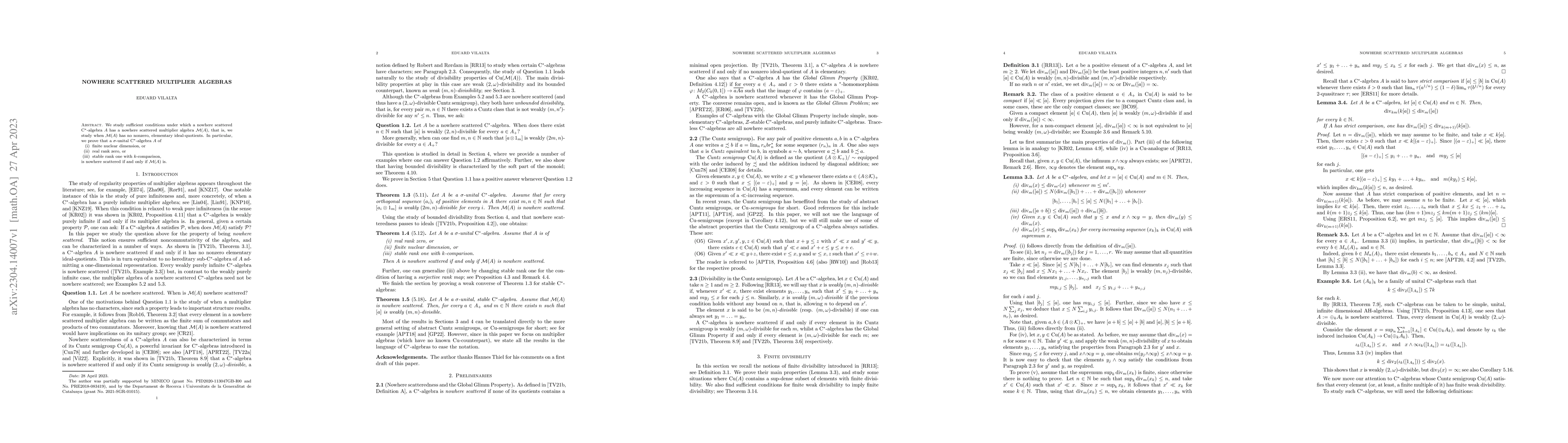 Thumbnail for Nowhere scattered multiplier algebras