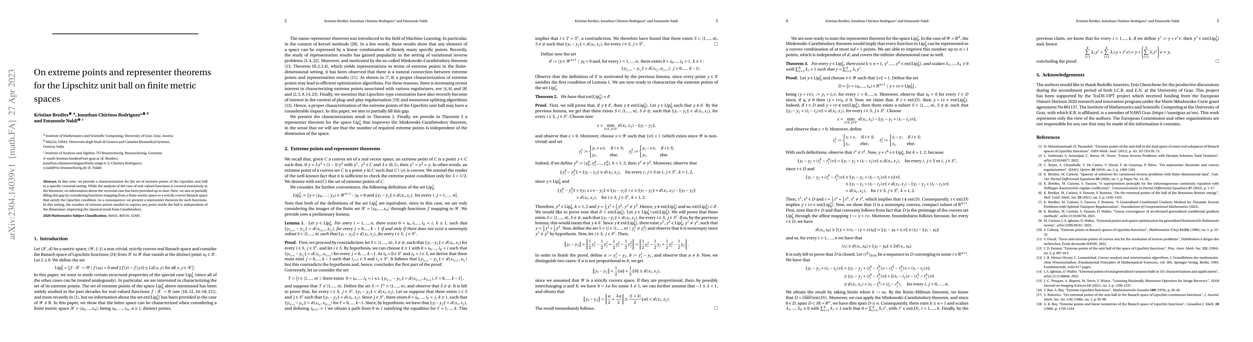 Thumbnail for On extreme points and representer theorems for the Lipschitz unit ball
  on finite metric spaces