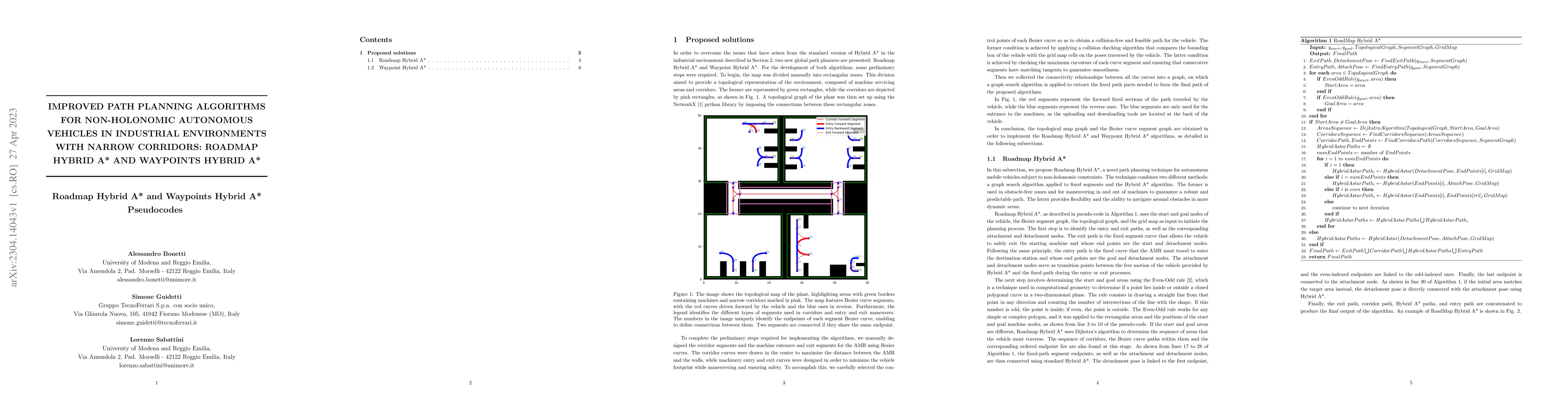 Thumbnail for Improved path planning algorithms for non-holonomic autonomous vehicles
  in industrial environments with narrow corridors: Roadmap Hybrid A* and
  Waypoints Hybrid B*. Roadmap hybrid A* and Waypoints hybrid A* Pseudocodes