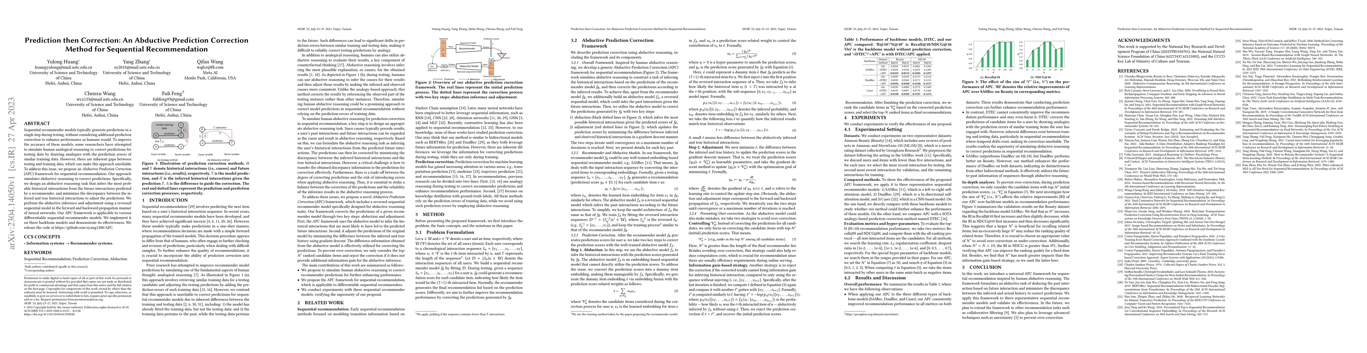 Thumbnail for Prediction then Correction: An Abductive Prediction Correction Method
  for Sequential Recommendation