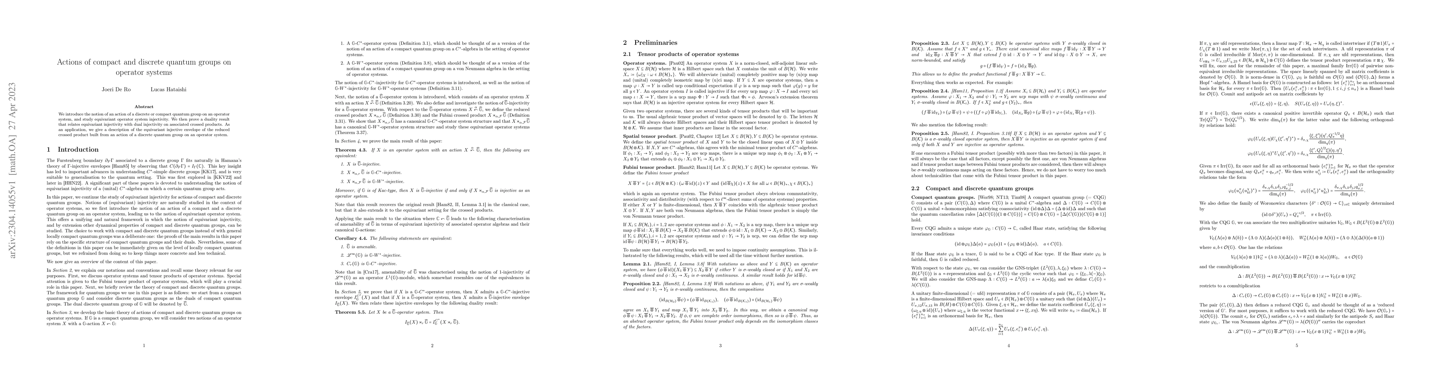 Thumbnail for Actions of compact and discrete quantum groups on operator systems