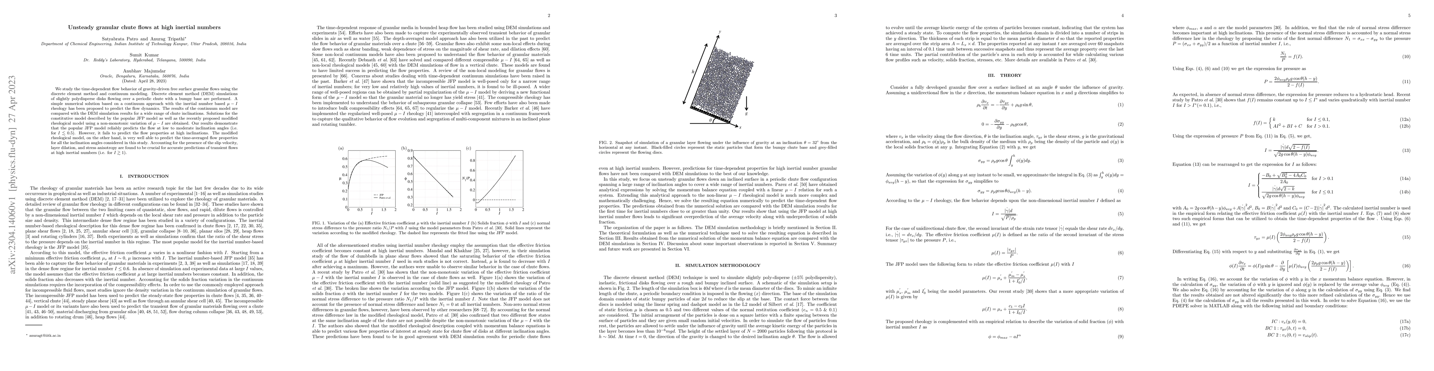 Thumbnail for Unsteady granular chute flows at high inertial numbers