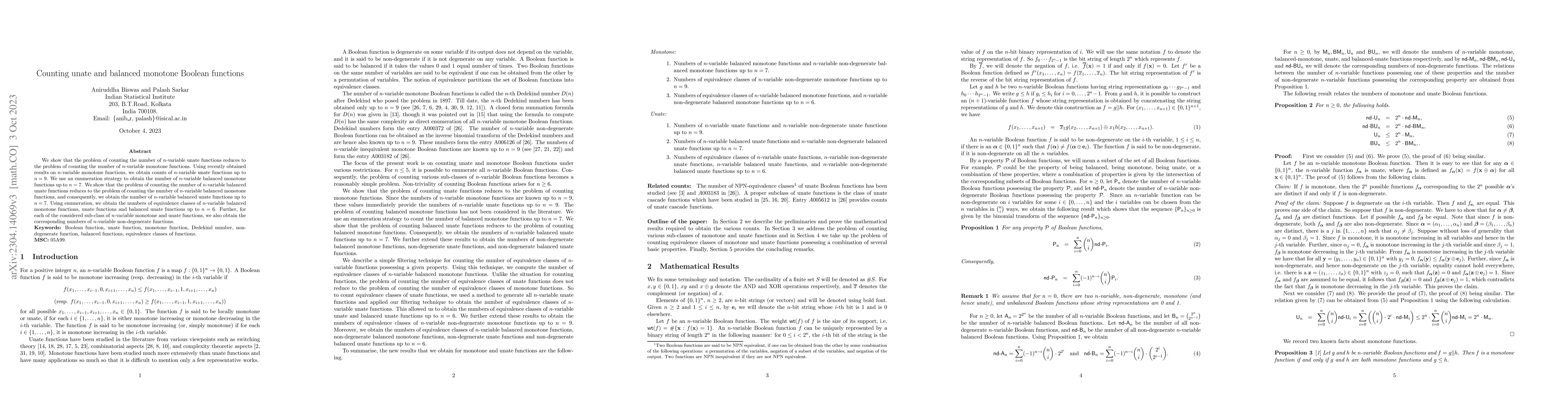 Thumbnail for Counting unate and balanced monotone Boolean functions