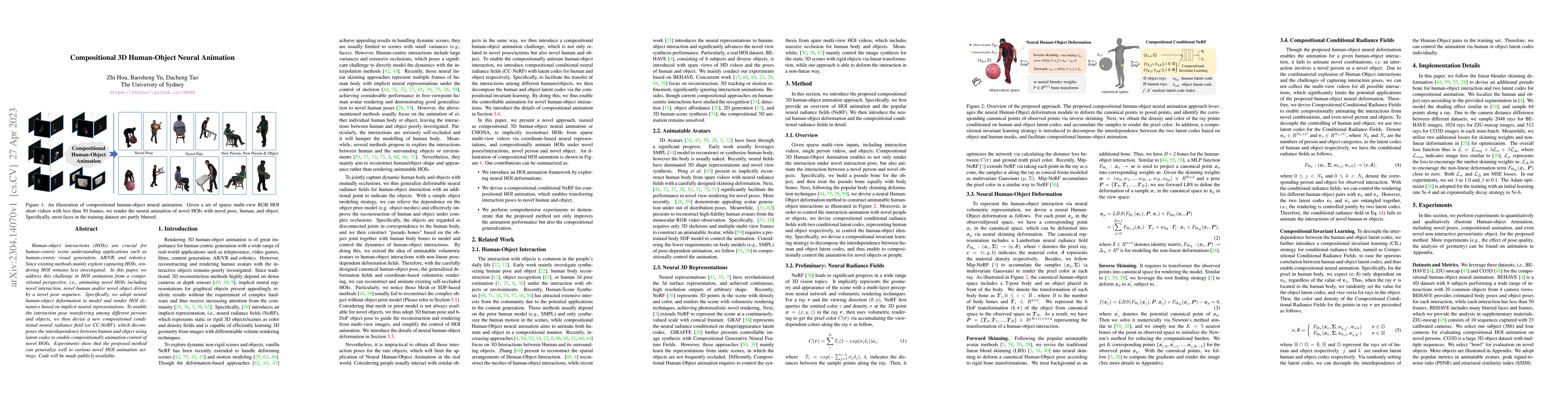 Thumbnail for Compositional 3D Human-Object Neural Animation
