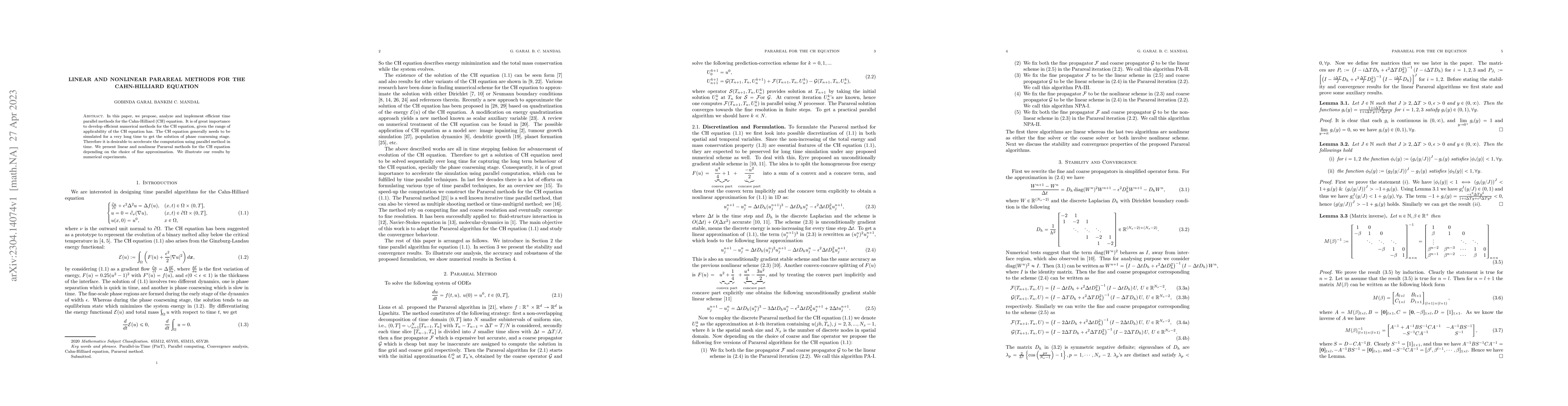 Thumbnail for Linear and Nonlinear Parareal Methods for the Cahn-Hilliard Equation
