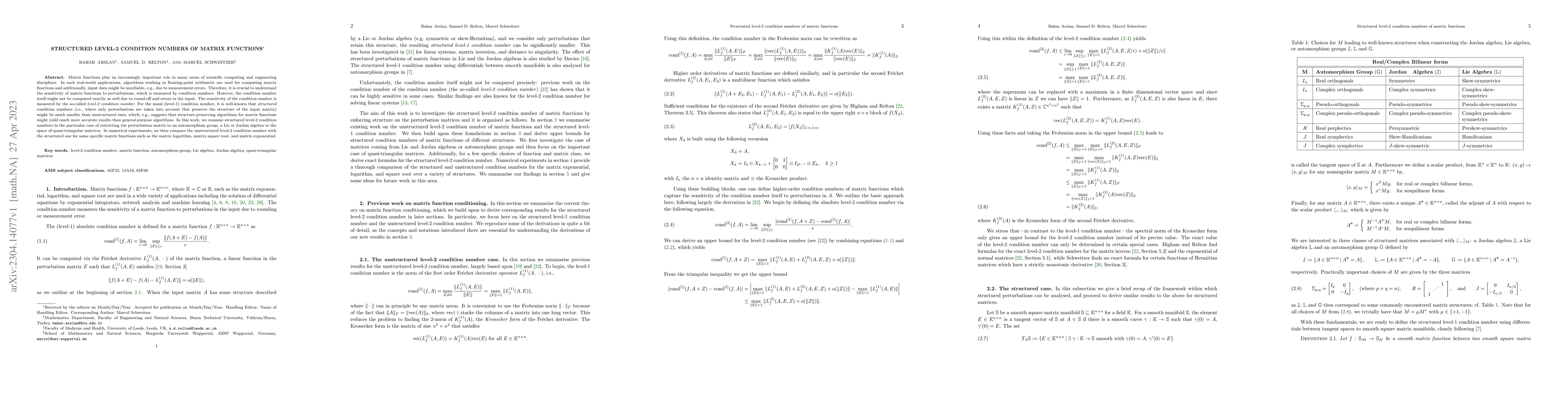 Thumbnail for Structured level-2 condition numbers of matrix functions