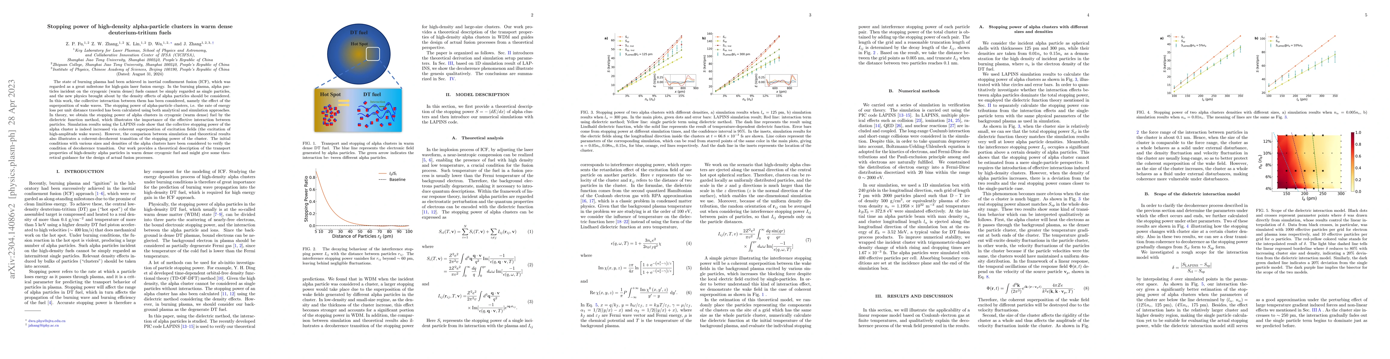 Thumbnail for Stopping power of high-density alpha-particle clusters in warm dense
  deuterium-tritium fuels