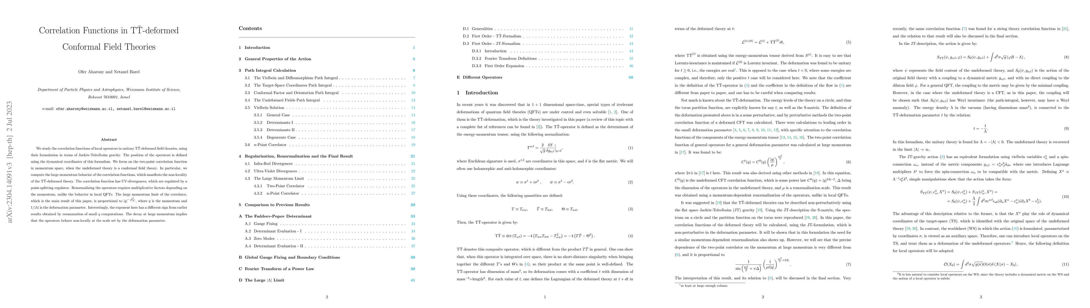 Thumbnail for Correlation Functions in $\textrm{T}\bar{\textrm{T}}$-deformed Conformal
  Field Theories