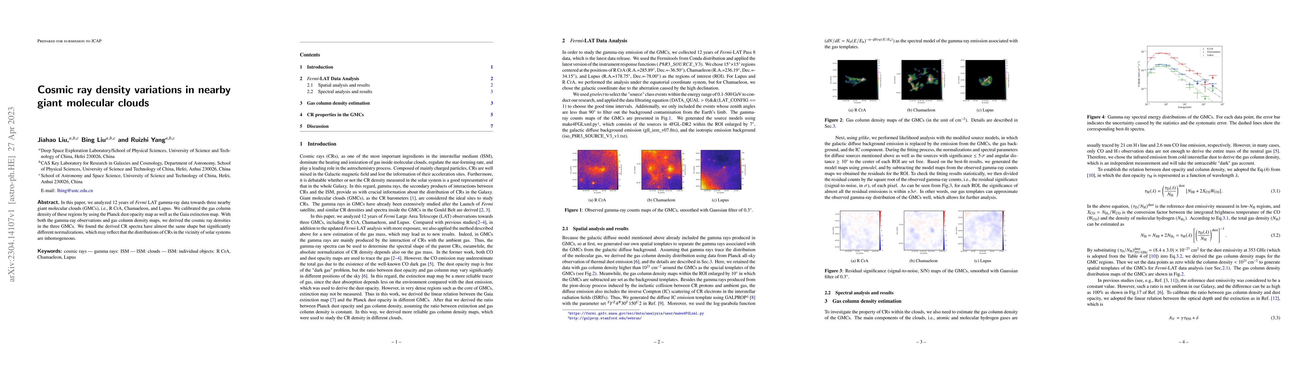 Thumbnail for Cosmic ray density variations in nearby giant molecular clouds