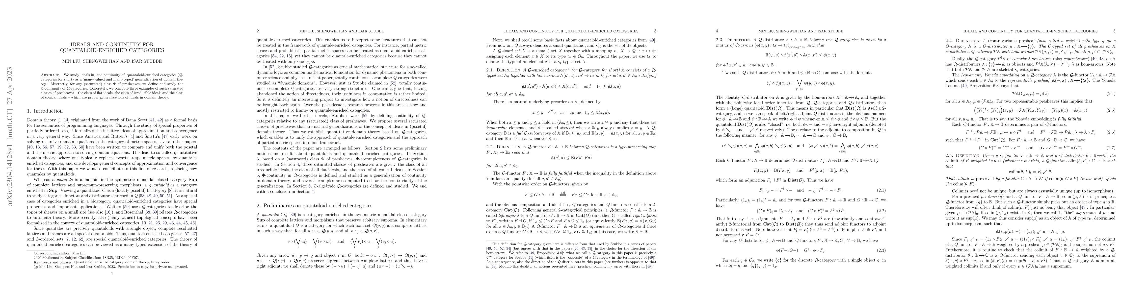 Thumbnail for Ideals and continuity for quantaloid-enriched categories