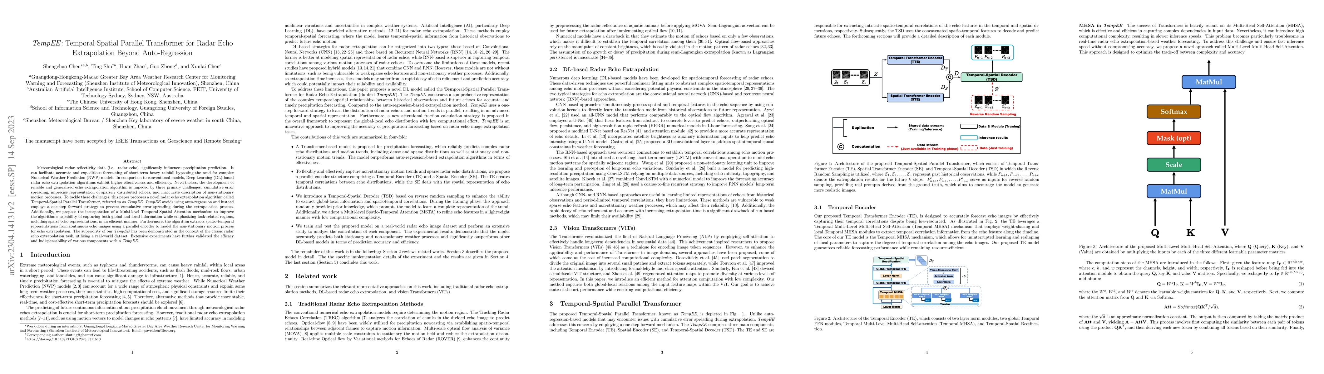 Thumbnail for TempEE: Temporal-Spatial Parallel Transformer for Radar Echo
  Extrapolation Beyond Auto-Regression