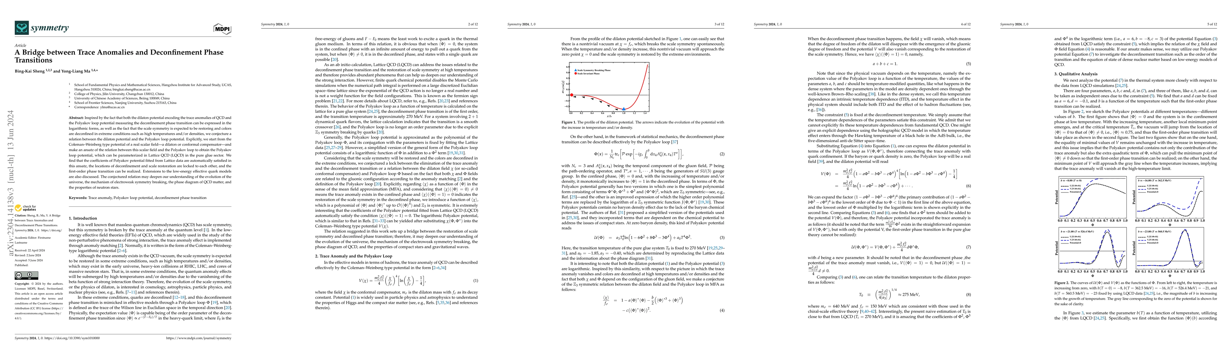 Thumbnail for A bridge between trace anomaly and deconfinement phase transition