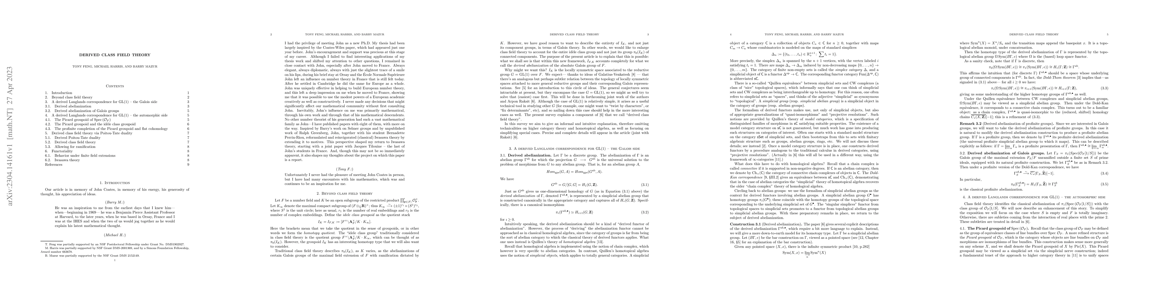 Thumbnail for Derived class field theory