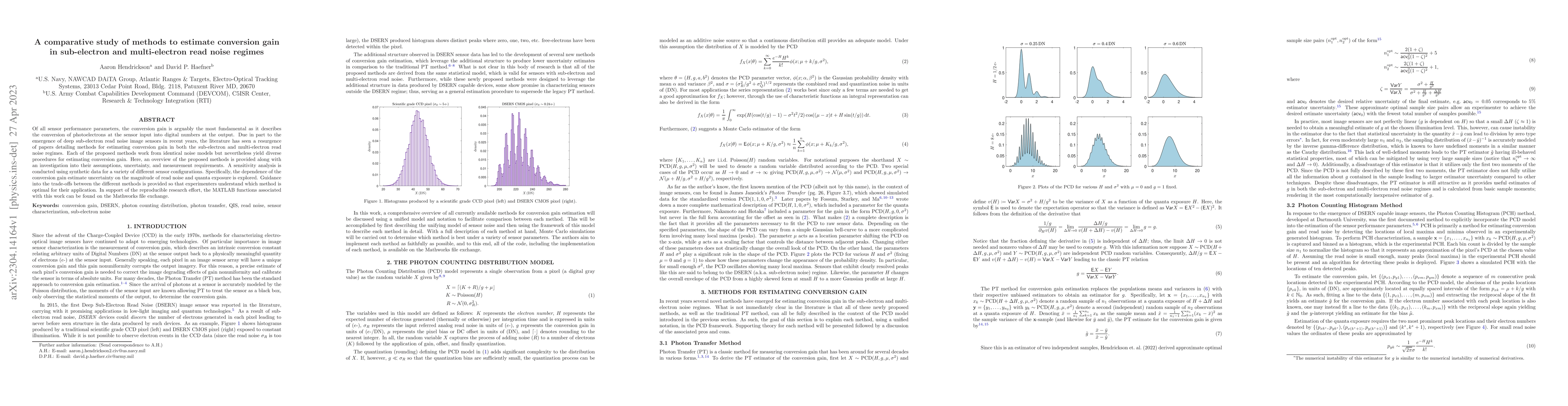 Thumbnail for A comparative study of methods to estimate conversion gain in
  sub-electron and multi-electron read noise regimes
