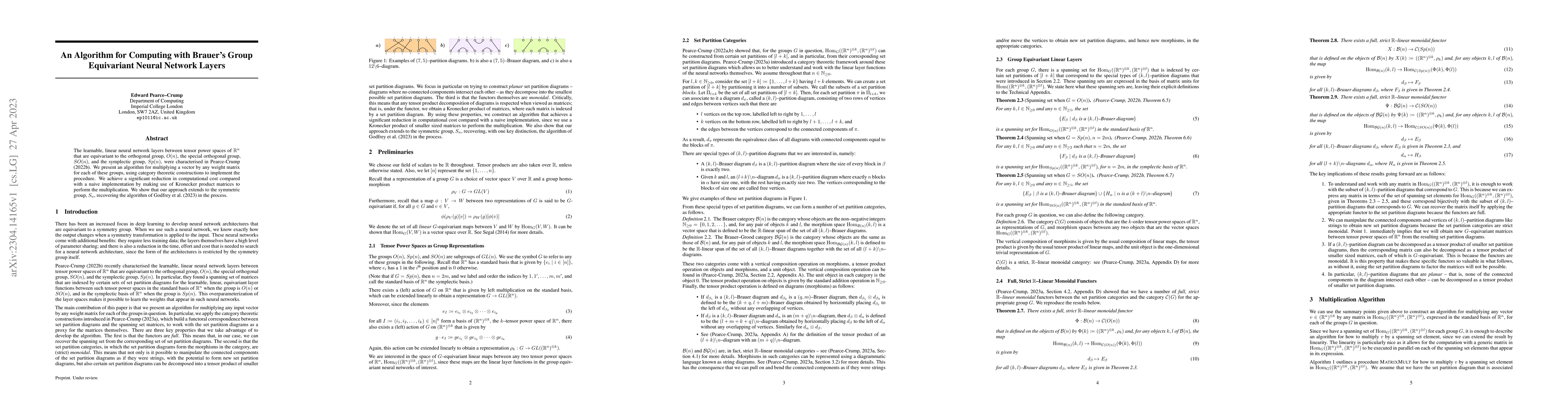 Thumbnail for An Algorithm for Computing with Brauer's Group Equivariant Neural
  Network Layers