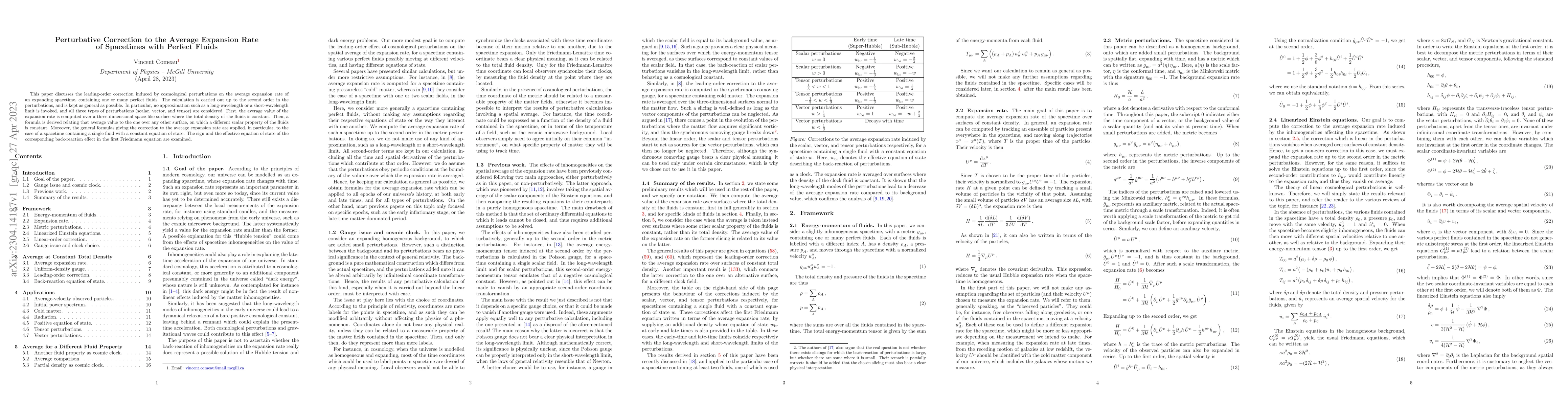 Thumbnail for Perturbative Correction to the Average Expansion Rate of Spacetimes with
  Perfect Fluids