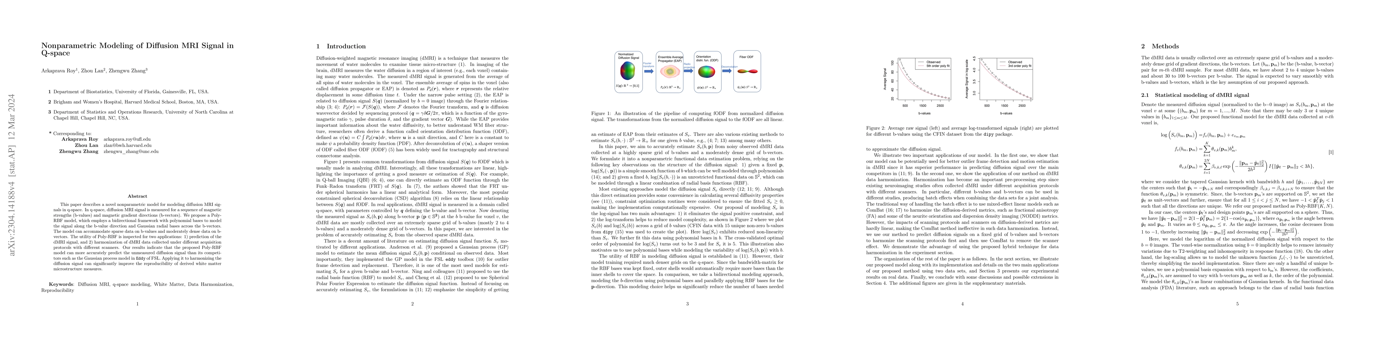 Thumbnail for Nonparametric Modeling of Diffusion MRI Signal in Q-space