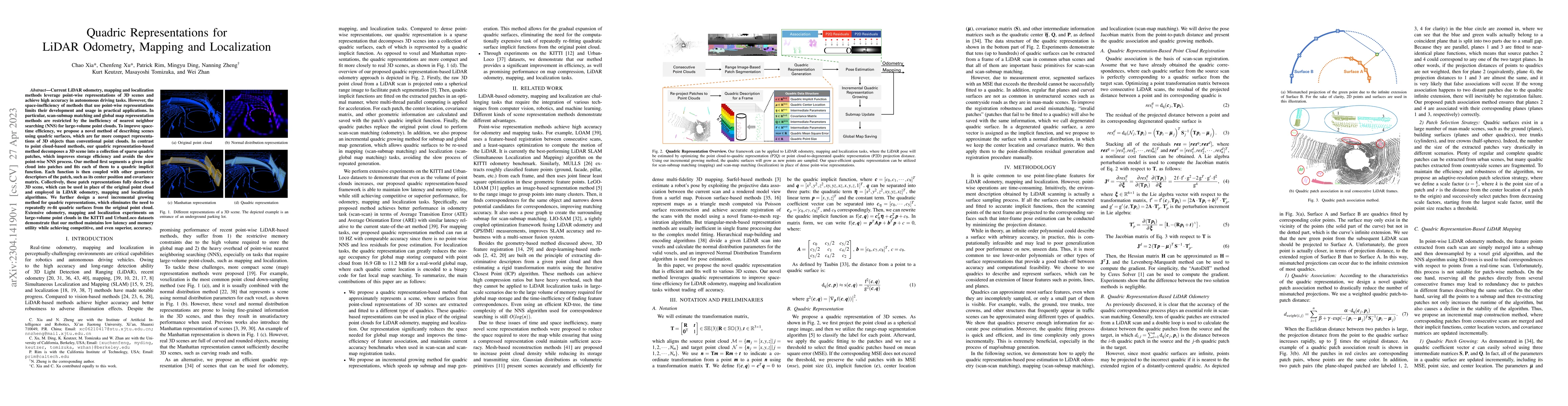 Thumbnail for Quadric Representations for LiDAR Odometry, Mapping and Localization