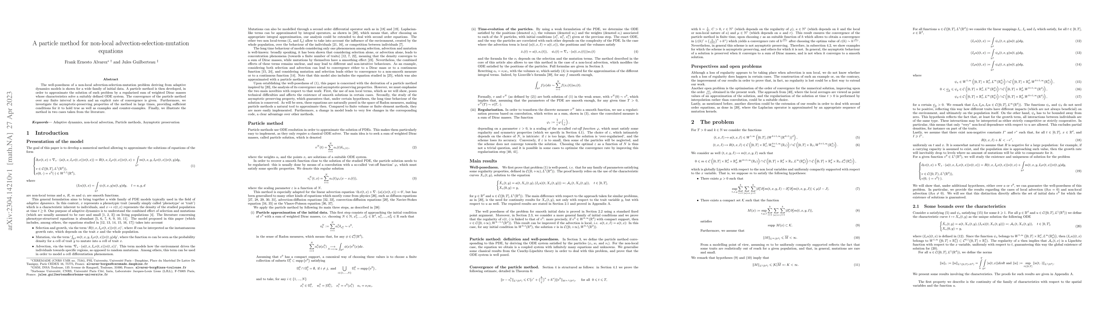 Thumbnail for A particle method for non-local advection-selection-mutation equations