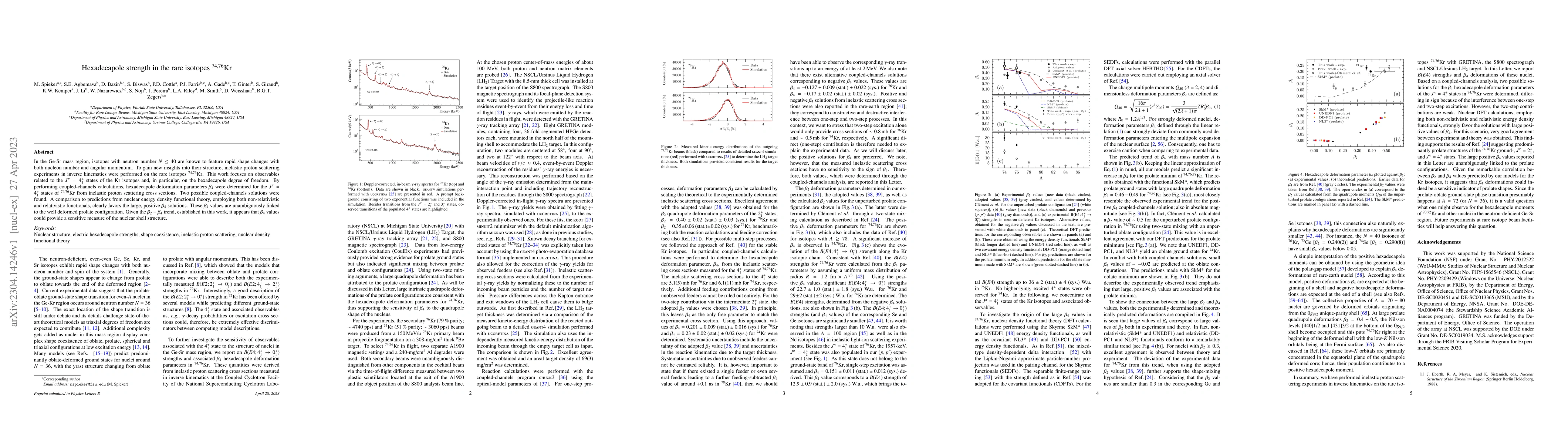 Thumbnail for Hexadecapole strength in the rare isotopes $^{74,76}$Kr