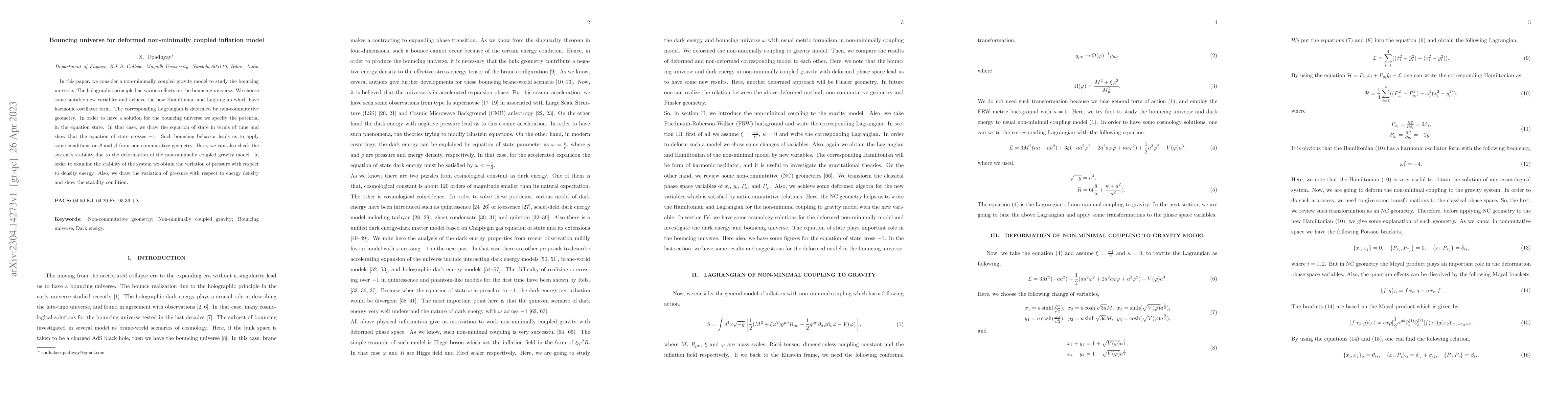 Thumbnail for Bouncing universe for deformed non-minimally coupled inflation model