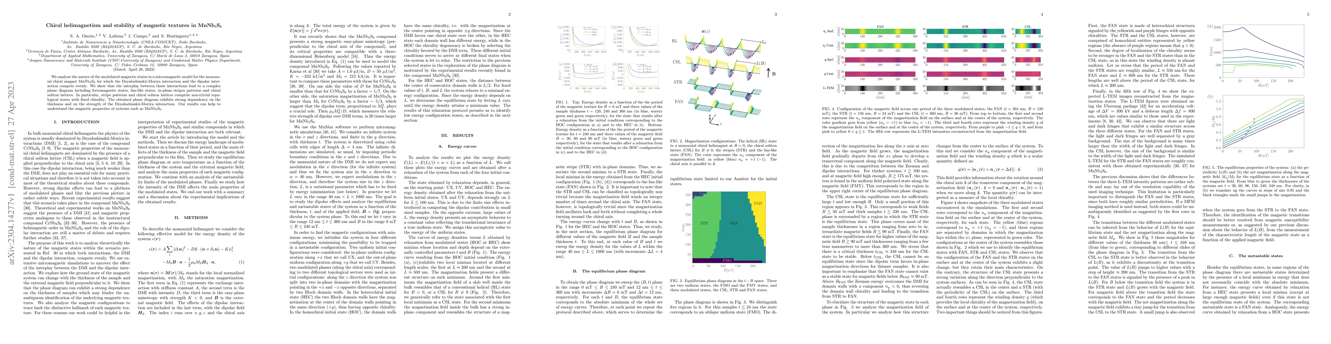 Thumbnail for Chiral helimagnetism and stability of magnetic textures in MnNb$_3$S$_6$