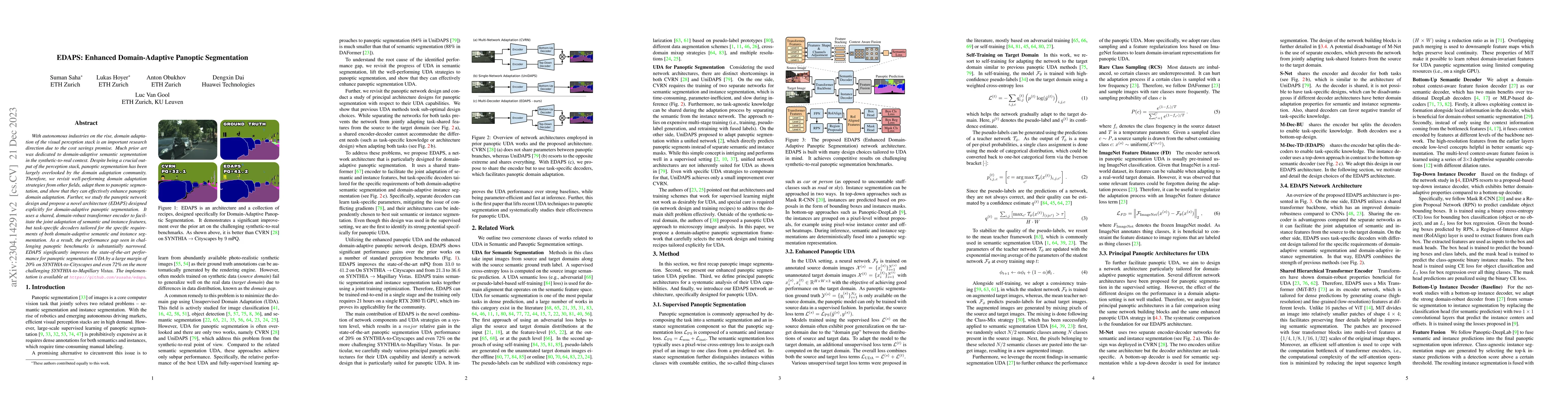 Thumbnail for EDAPS: Enhanced Domain-Adaptive Panoptic Segmentation