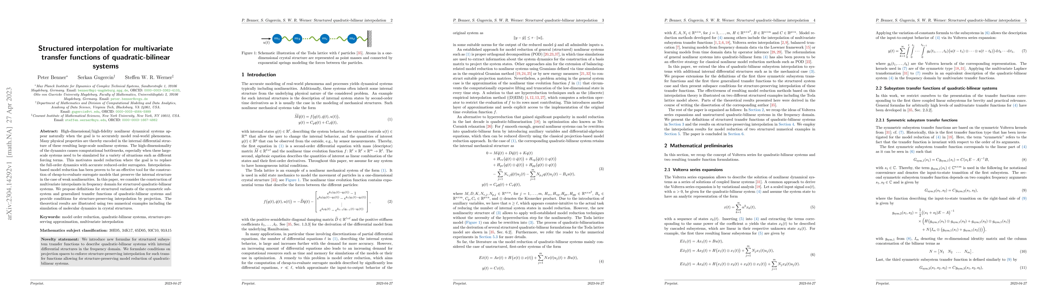 Thumbnail for Structured interpolation for multivariate transfer functions of
  quadratic-bilinear systems