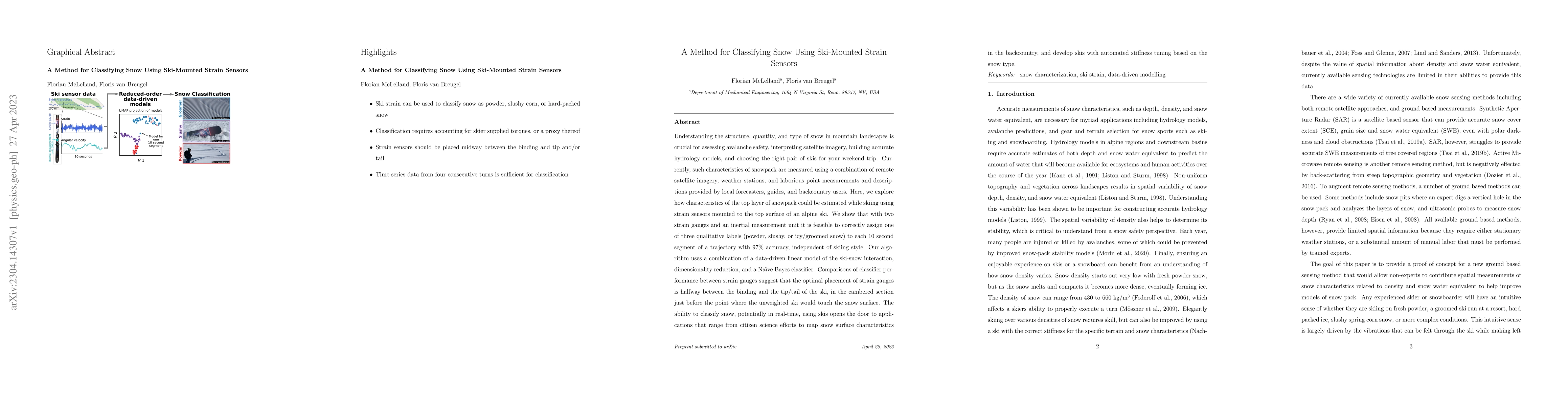 Thumbnail for A Method for Classifying Snow Using Ski-Mounted Strain Sensors
