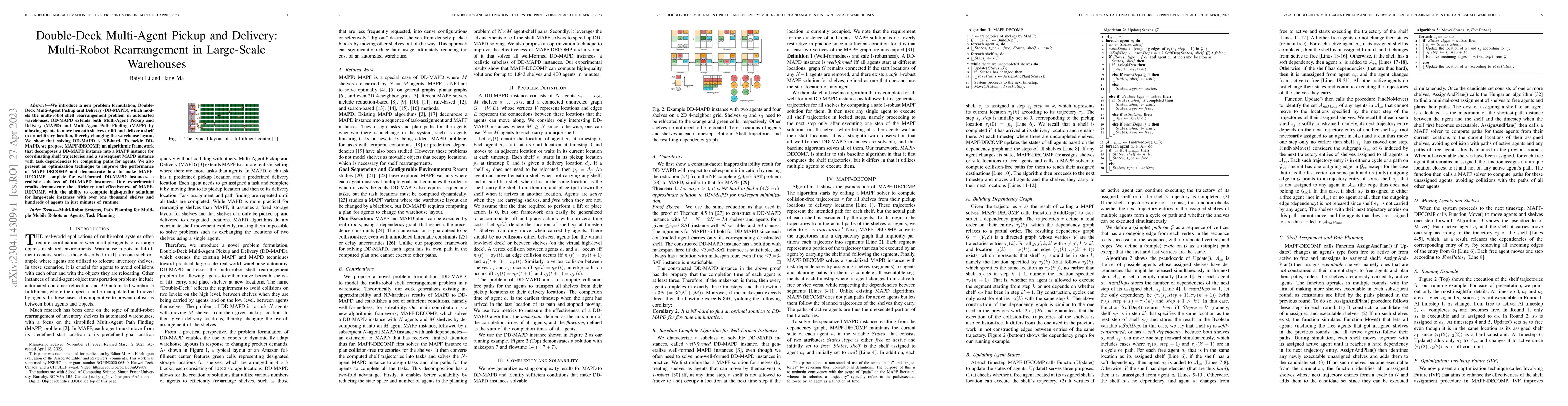 Thumbnail for Double-Deck Multi-Agent Pickup and Delivery: Multi-Robot Rearrangement
  in Large-Scale Warehouses