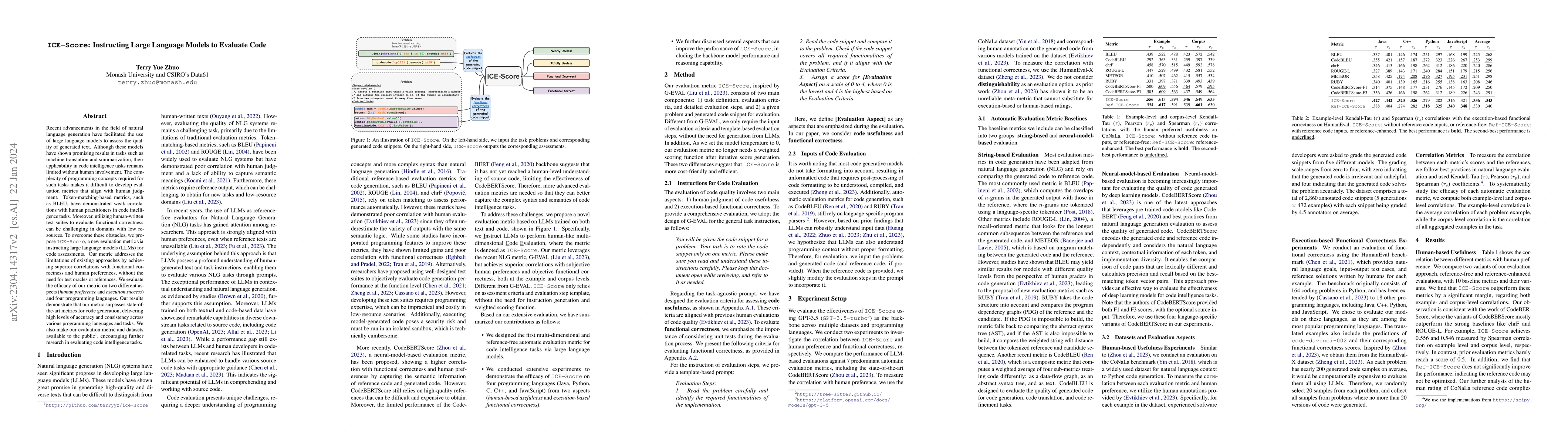 Thumbnail for ICE-Score: Instructing Large Language Models to Evaluate Code